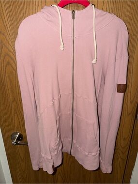Ampersand Avenue Light Pink Waffle Knit Zip Hoodie Size Large